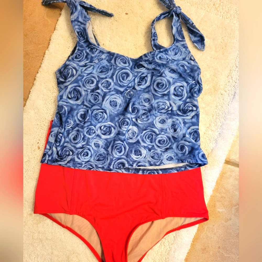 KORTNI JEANE blue roses And Tomato Red Bottoms